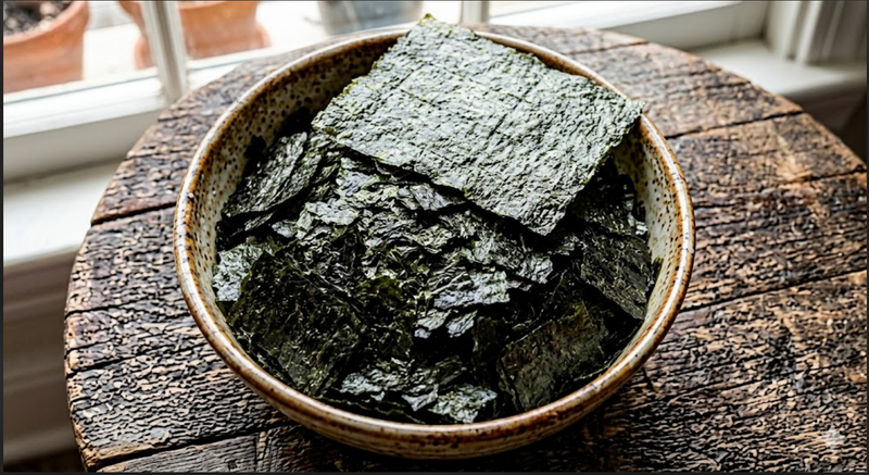 Crisp nori sheets add a subtle oceanic umami, satisfying texture, and a beautiful garnish.
